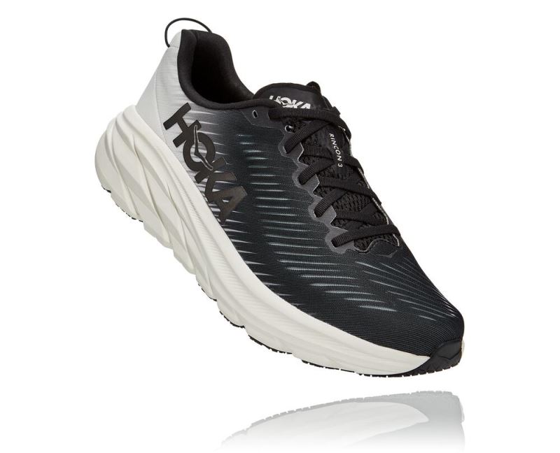 Hoka One One Rincon 3 - Tenis Corrida Largos Homem Pretas / Branco | PT-yzerEzt